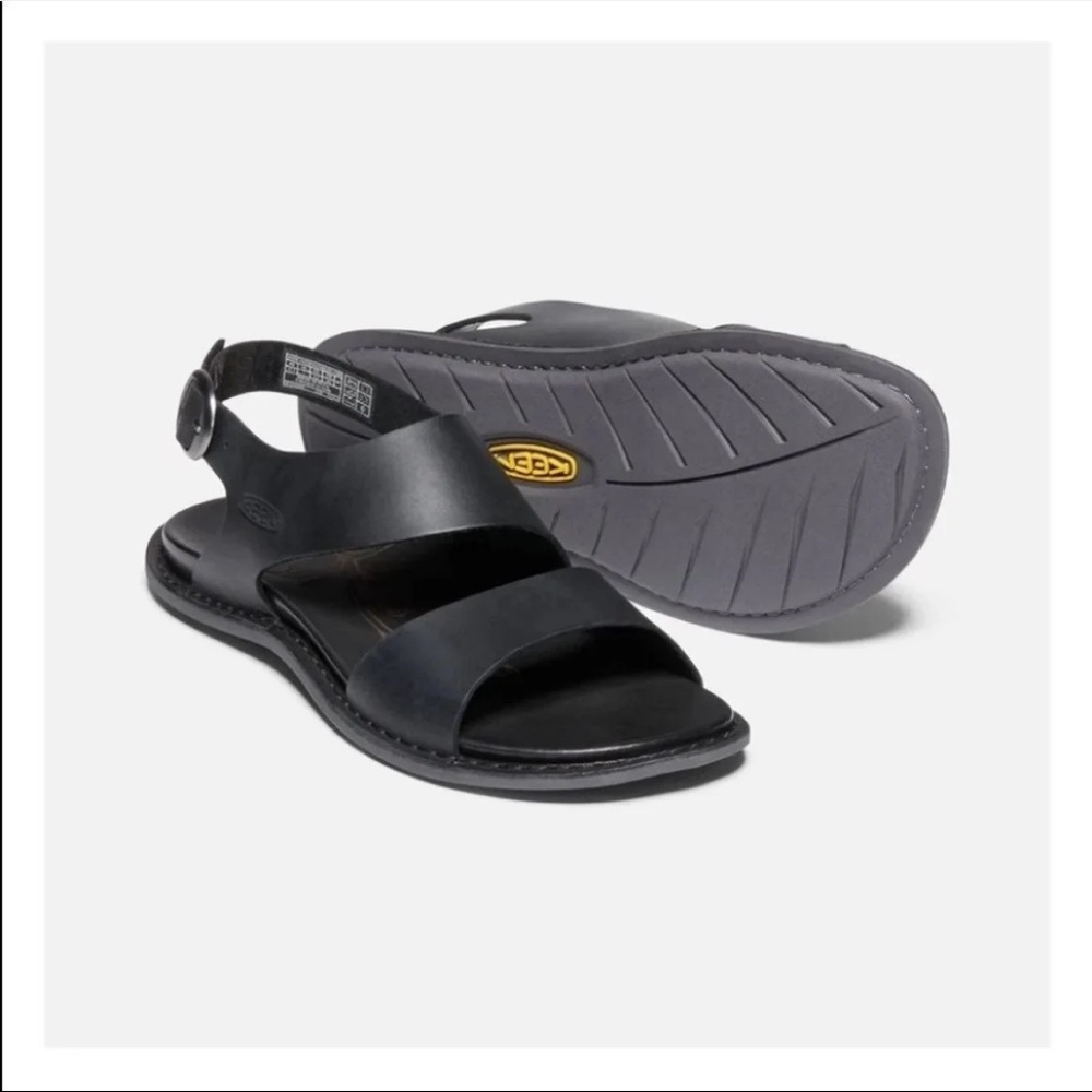 Keen Black Leather Double-Strap Slingback Sandals